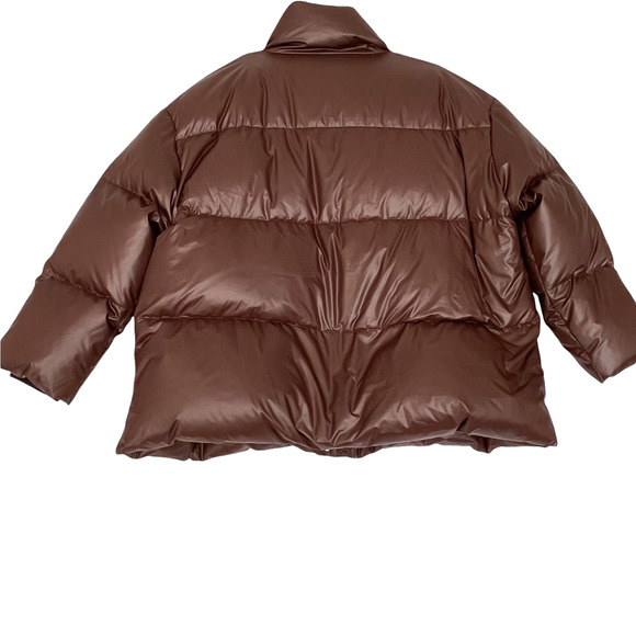Lit Activewear New High Collar Oversize Loose Down Jacket in Brown Women Size M - Picture 6 of 16